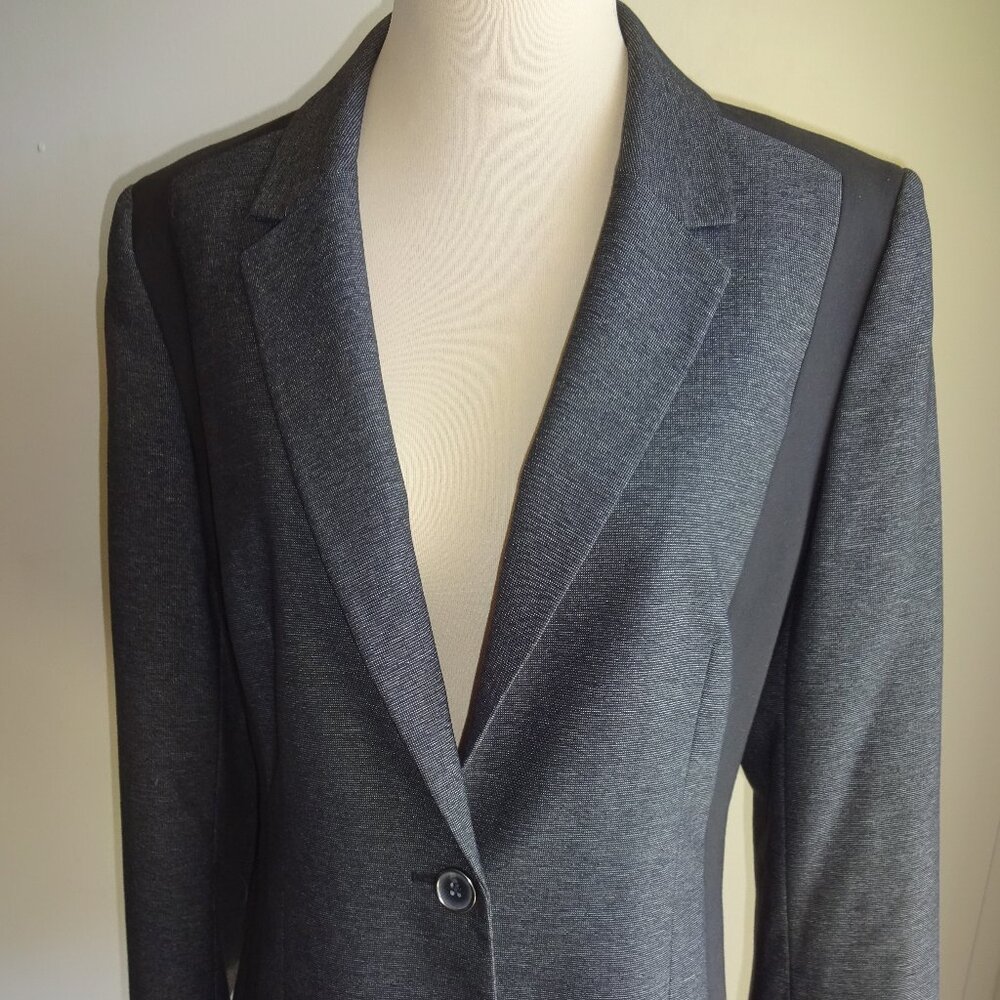 Womens Antonio Melani Gray Black Suit Jacket Blazer 14 L XL Lined